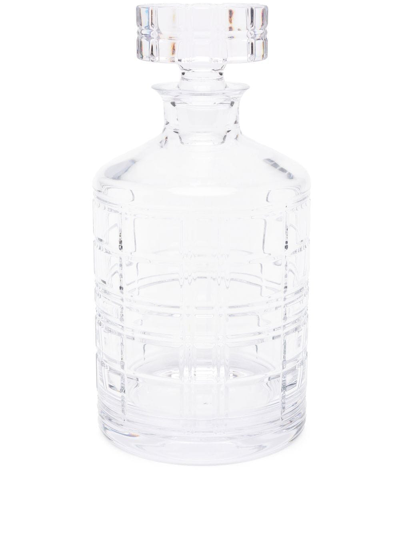 Ralph Lauren Hudson Plaid Glass Decanter In Neutrals