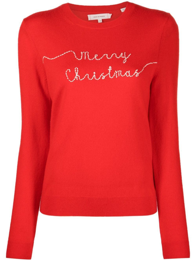 Chinti & Parker Merry Christmas Wool And Cashmere-blend Jumper In Red