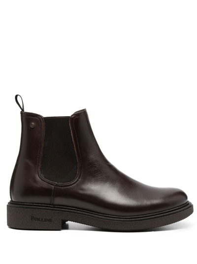 Pollini Stivaletto Leather Ankle Boots In Brown