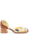 Sarah Chofakian Elaine Colour-block 70mm Pumps In Brown