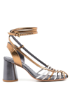 SARAH CHOFAKIAN LUPITA METALLIC STRAPPY SANDALS