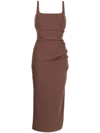 Bec & Bridge Yasmin Slim-fit Stretch-woven Midi Dress In Chocolate