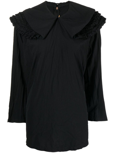 Comme Des Garçons Comme Des Garçons Oversized-collar Long-sleeve Blouse In Black