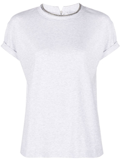 Brunello Cucinelli Womens Grey Cotton T-shirt In Bianco