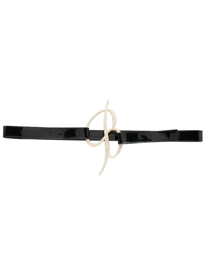 Blumarine Embellished Logo-plaque Belt In Black