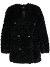 J KOO FAUX-SHEARLING DOUBLE-BREASTED JACKET