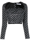 Rokh Long-sleeve Bustiere Corset Crop Top In Black