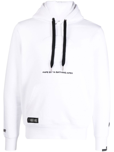 Aape By A Bathing Ape Logo-print Cotton-blend Hoodie In White