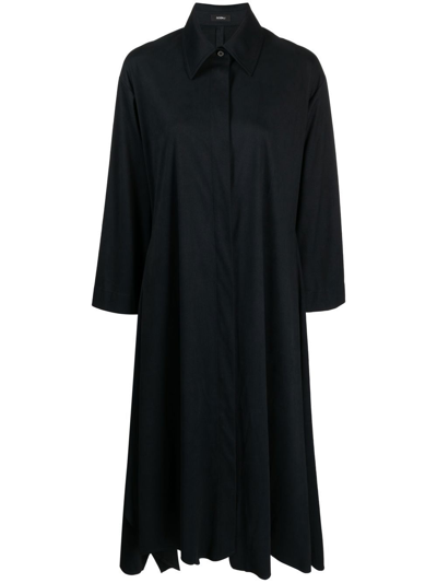 Goen J Asymmetric-hem Faux Suede Shirt Dress In Black