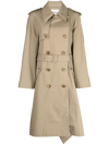 GOEN J DOUBLE-BREASTED TWO-TONE TRENCH COAT
