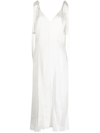 Goen J V-neck Lace-trim Midi Dress In White