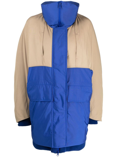Goen J Zip-up Padded Coat In Blue