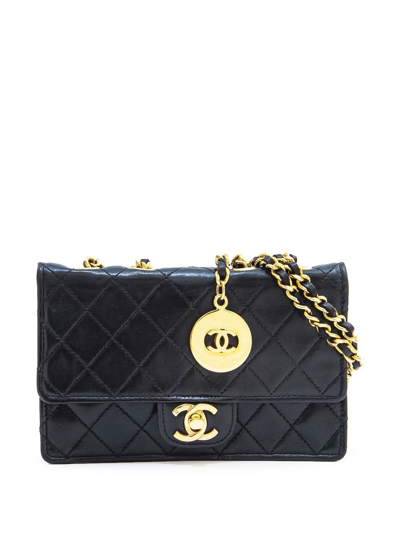 Pre-owned Chanel 1985-1990s Cc Diamond-quilted Shoulder Bag In Black