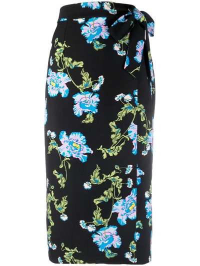 Diane Von Furstenberg Floral-print Midi Skirt In Black