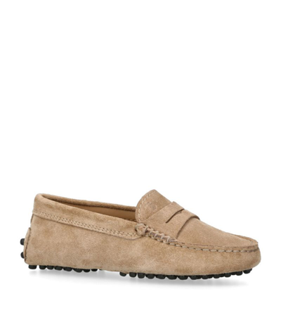 Tod's Kids' Leather Mocassino Gommini Driving Shoes In Brown