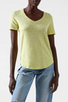 ATM ANTHONY THOMAS MELILLO Slub Short Sleeve V-Neck in Banana