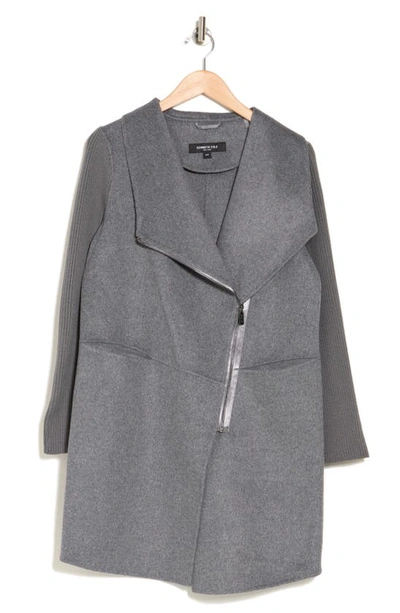 Kenneth Cole New York Double Face Wool Blend Coat In Charcoal