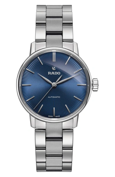 Rado Coupole Classic Automatic Bracelet Watch, 32mm In Silver/ Blue/ Silver
