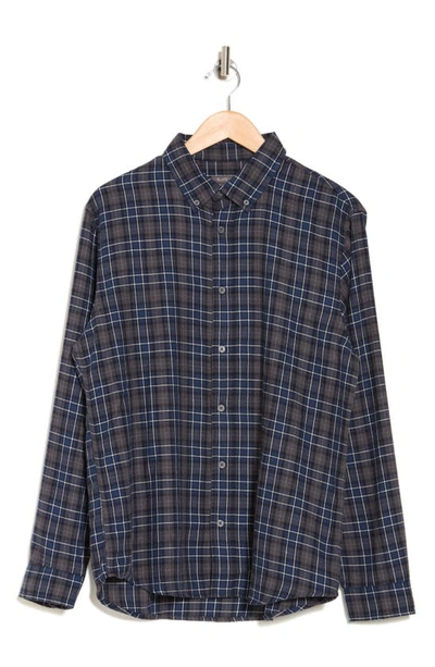 Slate & Stone Flannel Long Sleeve Button Down Shirt In Grey Blue Plaid
