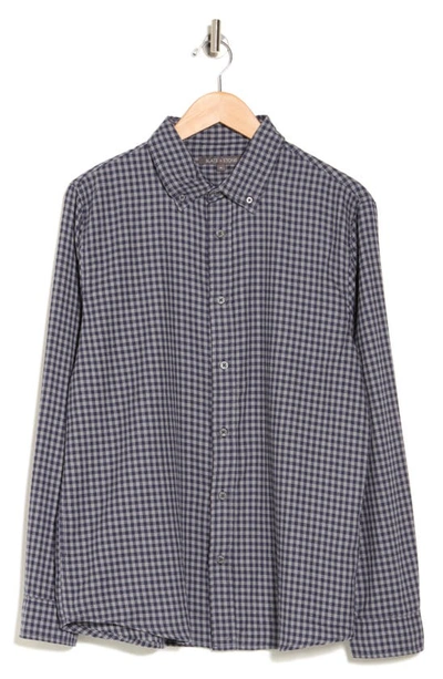 Slate & Stone Long Sleeve Flannel Button-down Collar Shirt In Mini Navy Grey Gingham