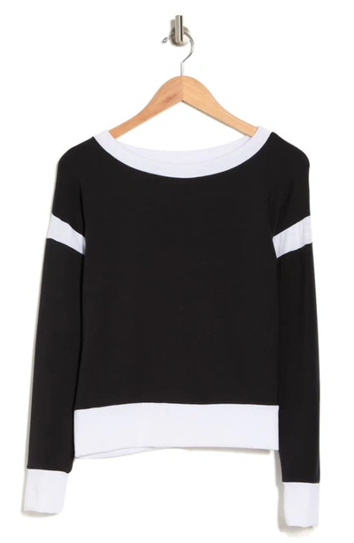 Go Couture Spring Varsity Long Sleeve Tee In Black-ivory