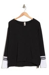 Go Couture Spring Varsity Long Sleeve Tee In Black-ivory