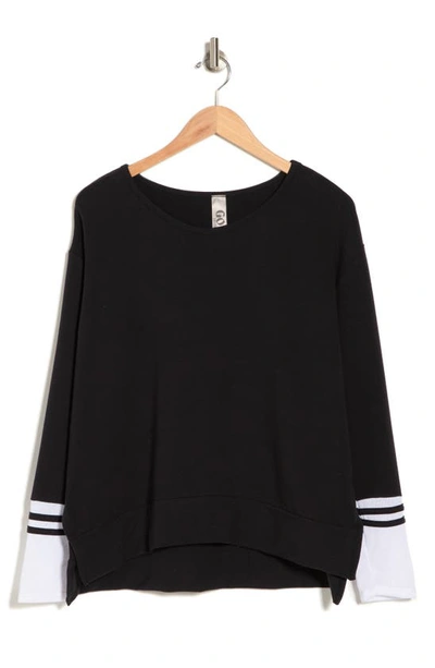 Go Couture Spring Varsity Long Sleeve Tee In Black-ivory