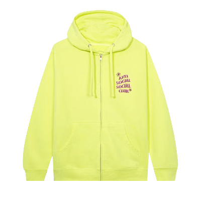 Pre-owned Anti Social Social Club Coral Crush Zip Up Hoodie 'yellow'