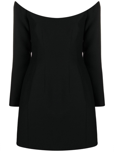 Valentino Black Scoop Neck Minidress In 0no Nero