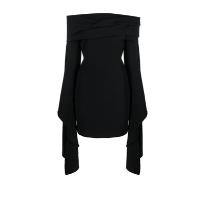 Solace London Off-shoulder Mini Dress In Black