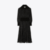 Tory Burch Long-sleeve Velvet Devore Midi Dress In Black