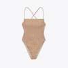 Tory Burch Printed Tie-back One-piece Swimsuit In Vauban Diamond