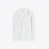 Tory Burch Scalloped Poplin Bow Blouse In White