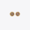 Tory Burch Kira Crystal Stud Earring In Antique Brass/purple Multi