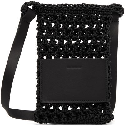Jil Sander Black Net Passport Holder In 001 - Black