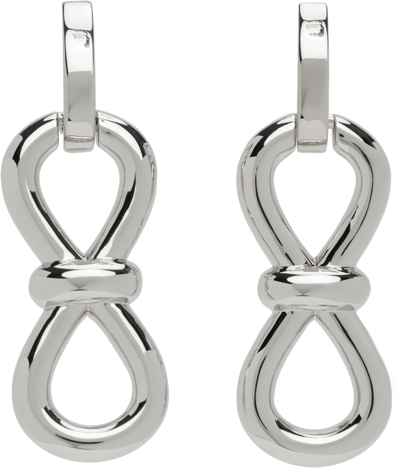 Mach & Mach Bow Drop Earrings In Silver