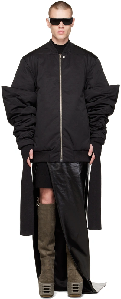 Rick Owens Gauntlet Bomber Jacket In Black