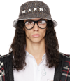 Marni Speckled Wool Logo Bucket Hat In 00n39 Pigeon