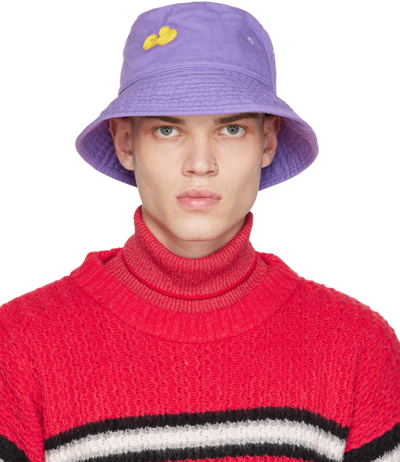Acne Studios Logo-appliquéd Garment-dyed Cotton-twill Bucket Hat In Purple
