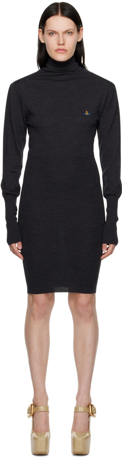 Vivienne Westwood Bea Orb-embroidered Knitted Dress In Black