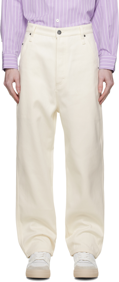 Ami Alexandre Mattiussi Off-white Alex Fit Trousers In Off White/150