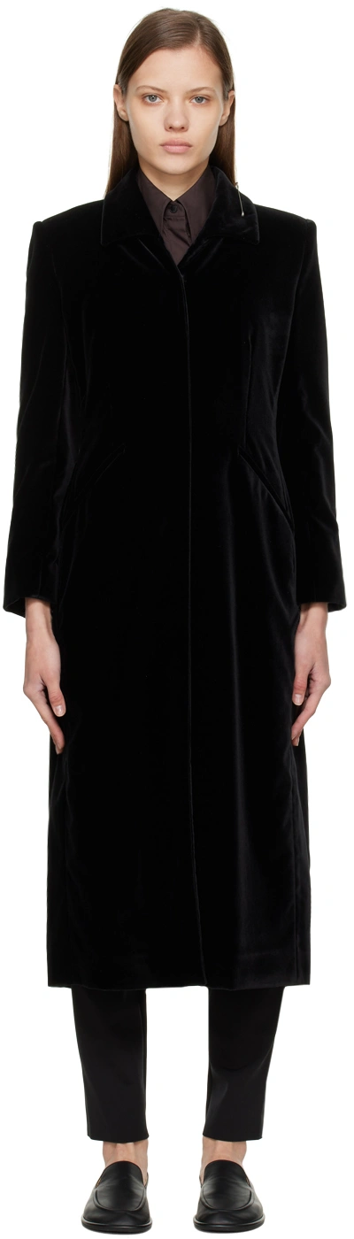 The Row Batani Velvet Tailored Coat In Black