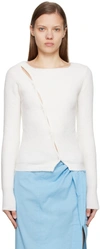 Jacquemus Asymmetric Ribbed Cardigan In White