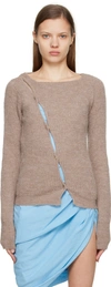 Jacquemus Beige Asymmetric Cardigan La Maille Pau In 130 Light Beige