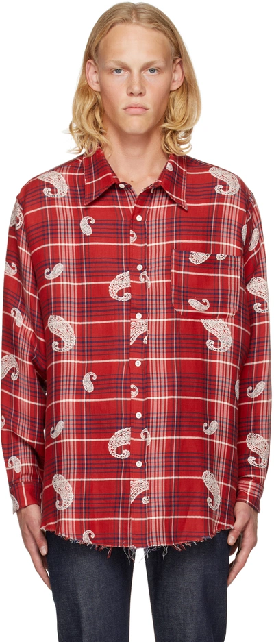 424 Paisley-print Flannel Shirt In Red