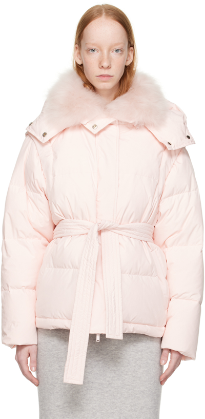 Yves Salomon Pink Quilted Down Jacket In A5089 Rosewater