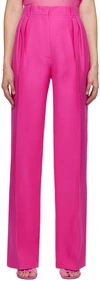 Valentino Pleated Wool And Silk-blend Crepe Wide-leg Pants In Uwt Pink Pp