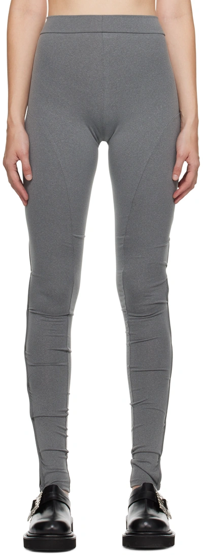 Lesugiatelier Gray Vented Leggings In Grey