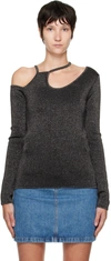 Jw Anderson Black Asymmetric Long Sleeve T-shirt In 975 Gunmetal