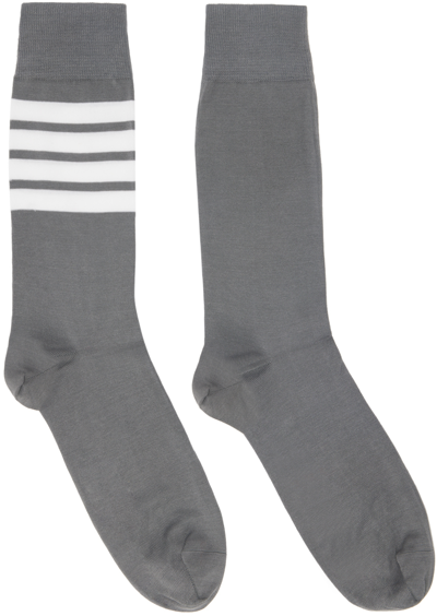 Thom Browne 4-bar Striped Socks In Grey